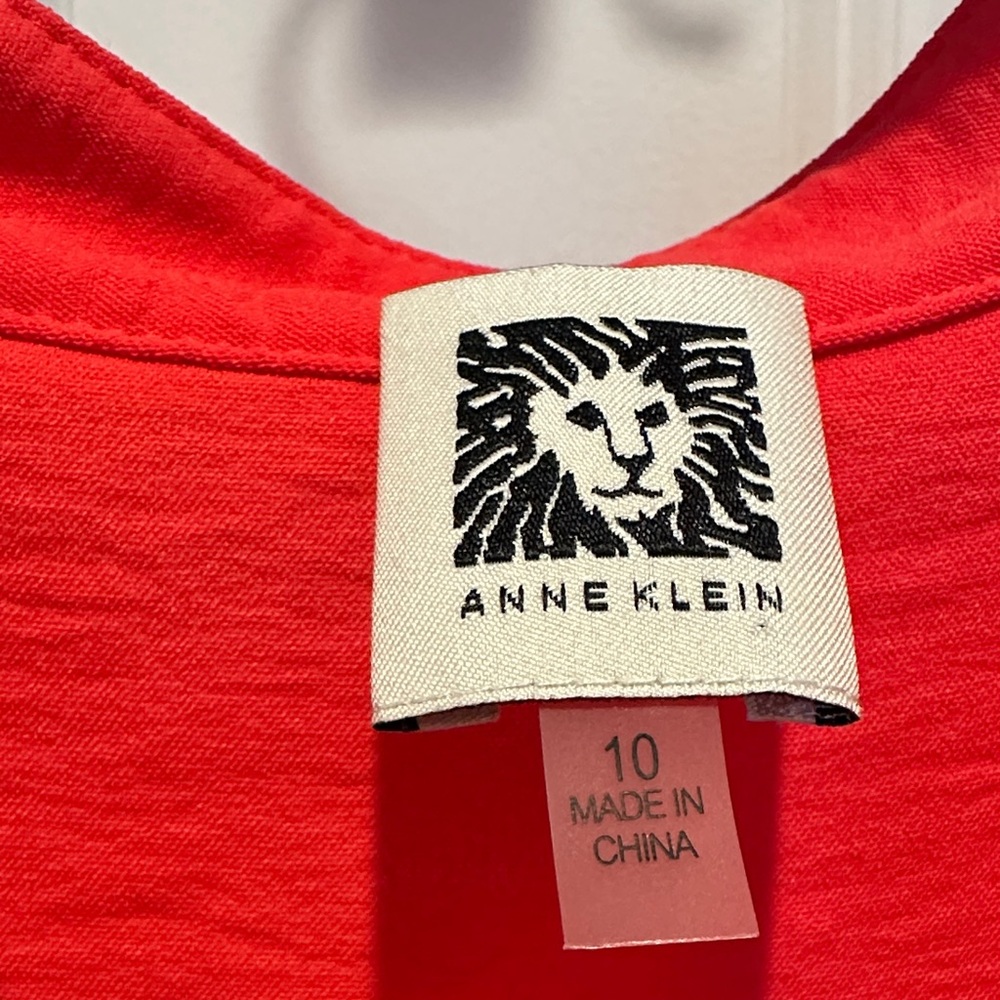 Anne Klein Coral Sleeveless Midi Dress with elastic tie waist - barely worn - Picture 2 of 6